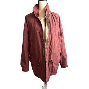 London Fog Thinsulate Coat Burgundy Mid Length Removable Liner Hood Medium